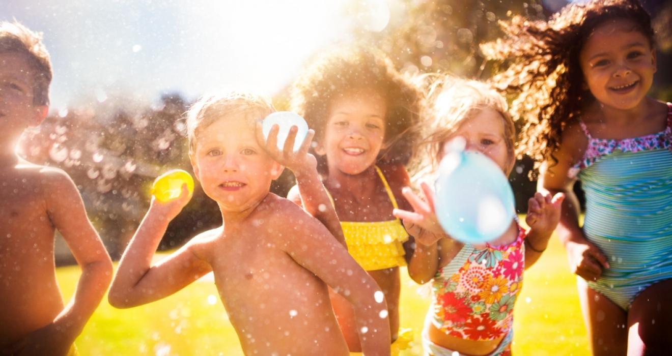 picture of children throwing water balloons