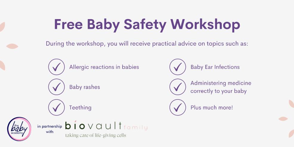 picture of biovault free baby safety workshop graphic