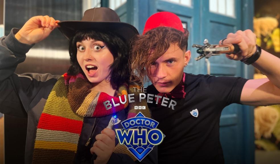 Blue Peter presenters Abby Cook and Joel Mawhinney promoting blue peter and Dr Who competition