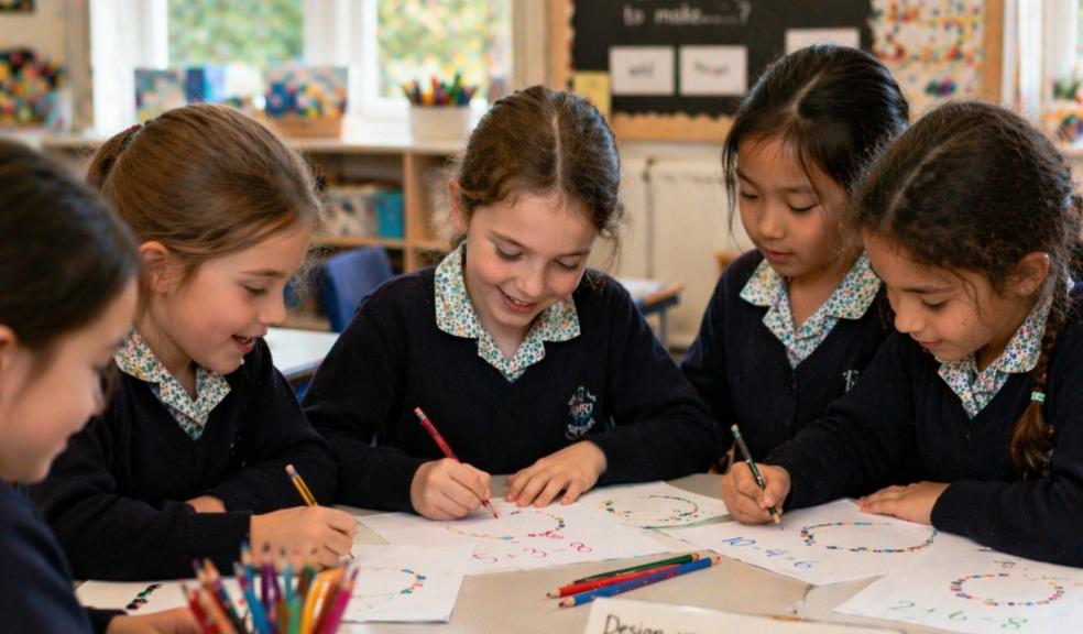 picture of Primary school girls learning maths through creative activities in class, building confidence and engagement through hands-on learning