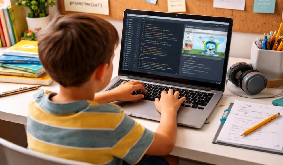 child learning to code on a laptop at a desk, building problem solving skills and exploring a technology-based hobby picture of child learning to code on a laptop at a desk, building problem solving skills and exploring a technology-based hobby