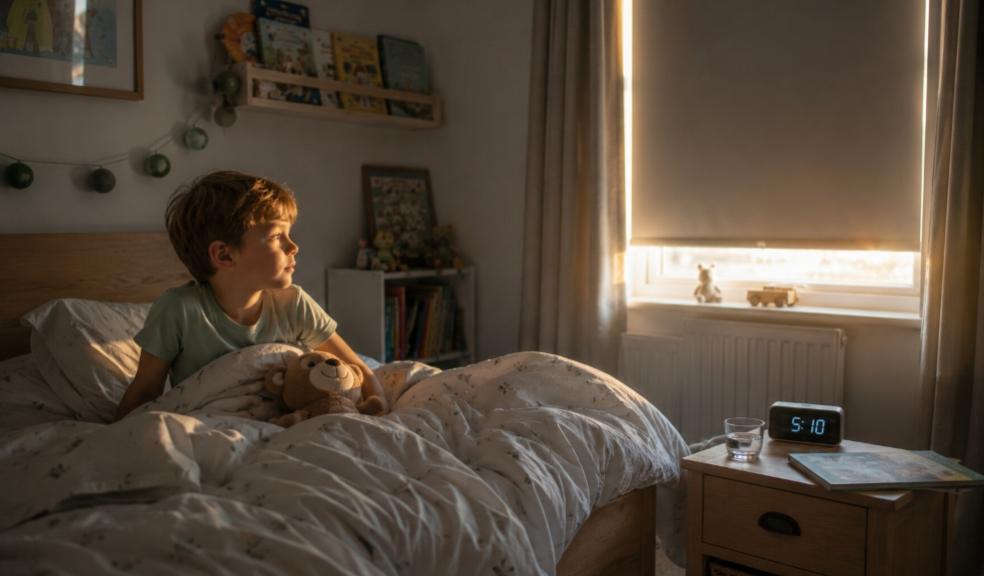 a young child who regularly wakes early in the morning with gaps around the blind picture of a young child who regularly wakes early in the morning with gaps around the blind