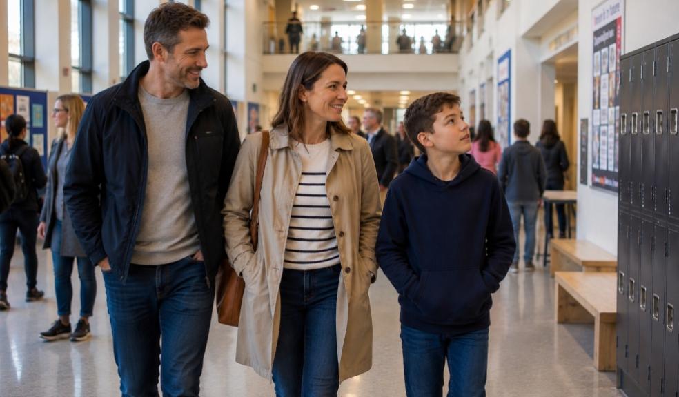 parents taking their child to view a grammar school to see if it is right for them picture of parents taking their child to view a grammar school to see if it is right for them