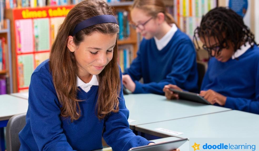 picture of children revising for SATs exams using the doodle learning app