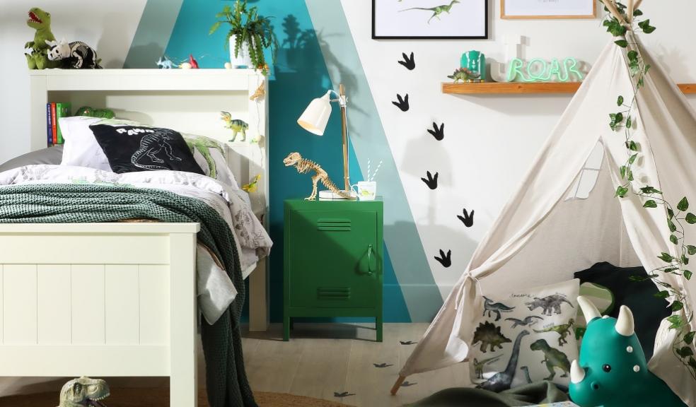 picture of Maine White And Shelf Single Bed in a Dinosaur themed room