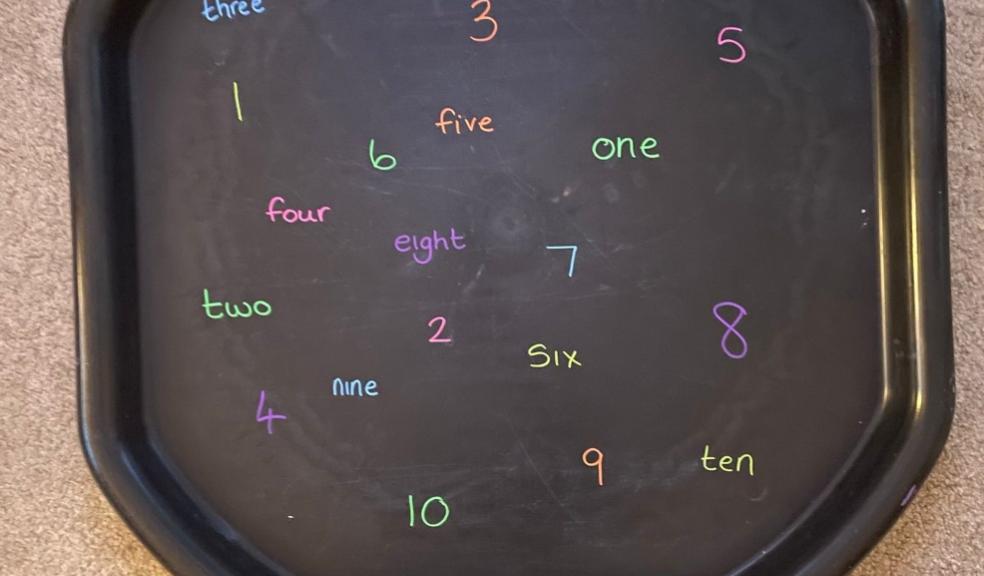 picture of Number matching maths tuff tray activity for kids