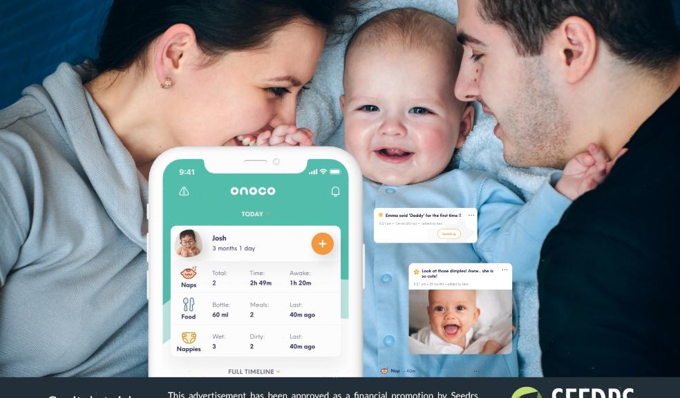 Onoco App Interface Shown Over Smiling Family