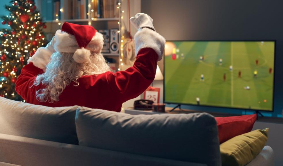 picture of santa watching the football