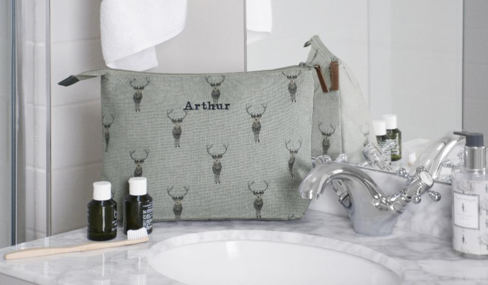 picture of Sophie Allport Highland Stag Canvas Wash Bag Personalised