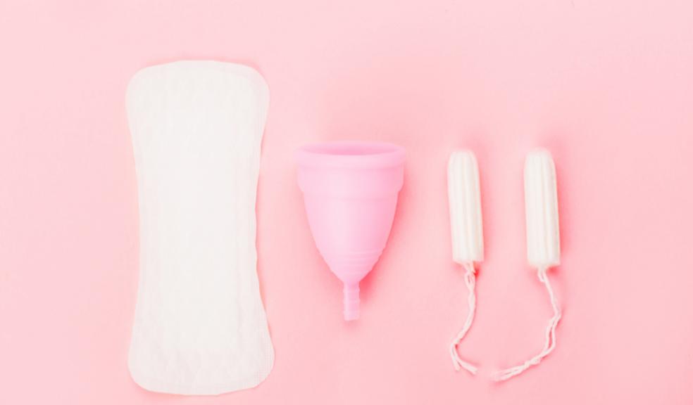 picture of sanitary products on a light pink background