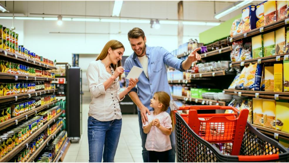 picture of a family food shopping