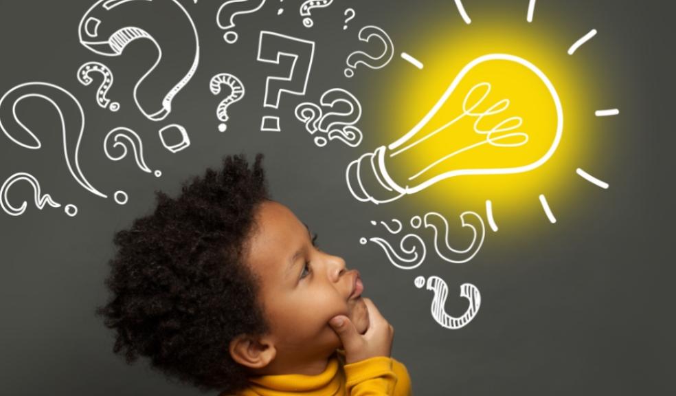 picture of a child thinking with icons around his head showing he is thinking