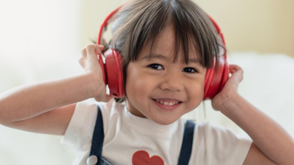 picture of a child wearing headphones