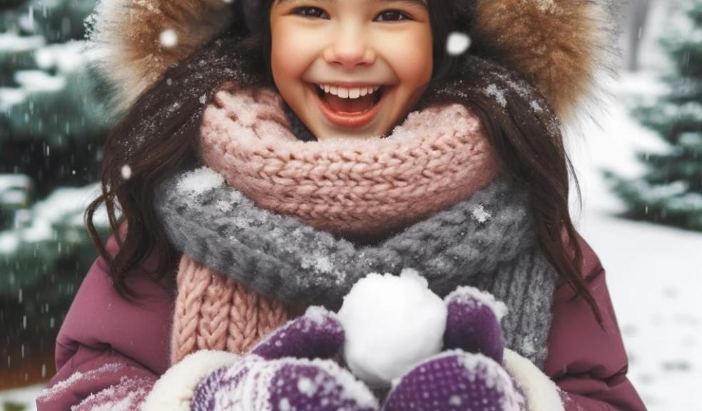 picture of a happy child out in the snow
