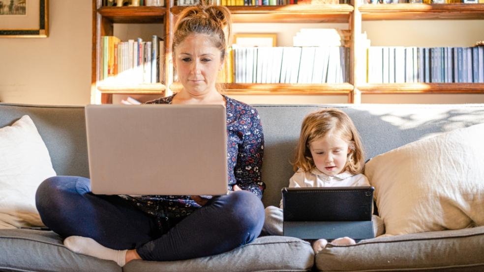 picture of a mum working from home