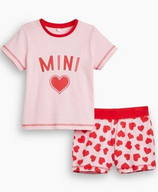 picture of studio Girls Mini Me Mini Heart Print Shortie Pyjamas 