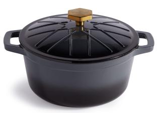 picture of grey cast iron casserole dish