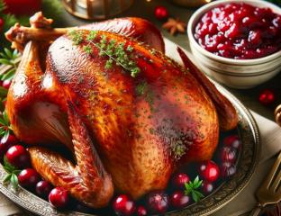 picture of Christmas turkey with Cranberry sauce