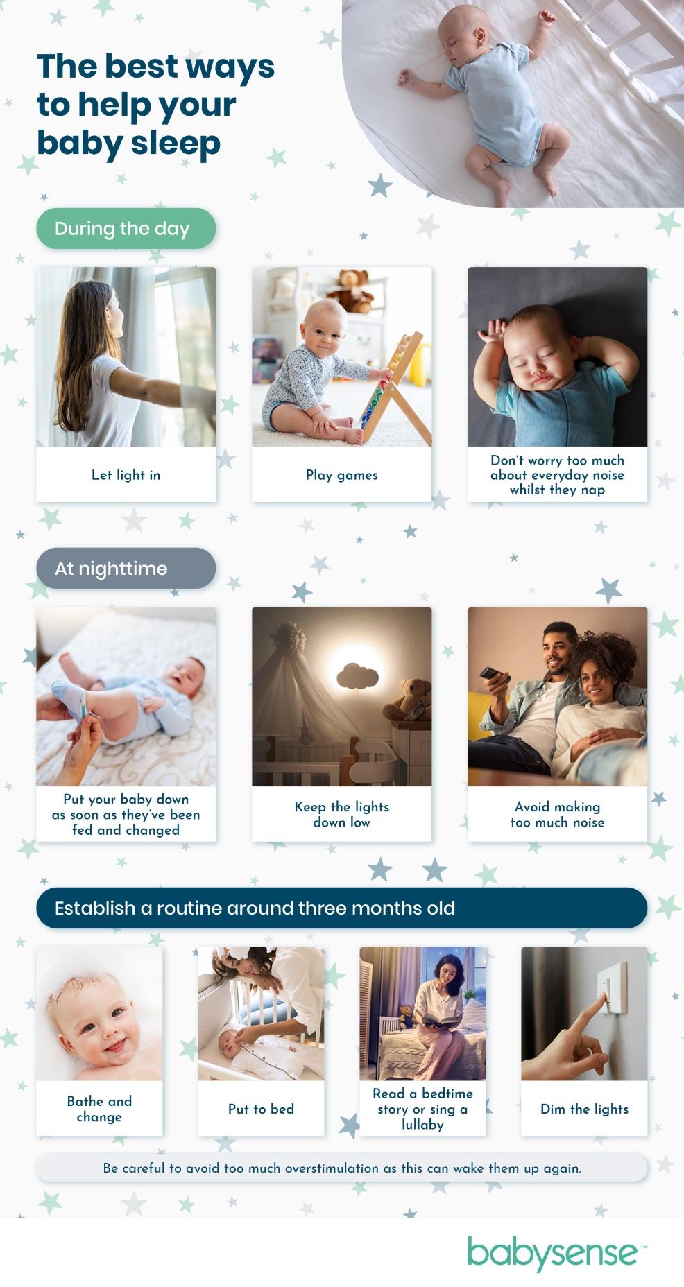 picture of five best ways to help your baby sleep infographic