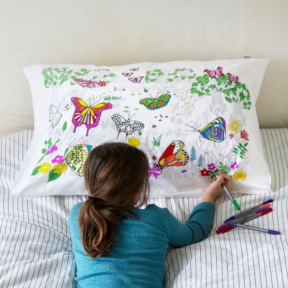 picture of Butterfly Pillowcase - colour in and learn