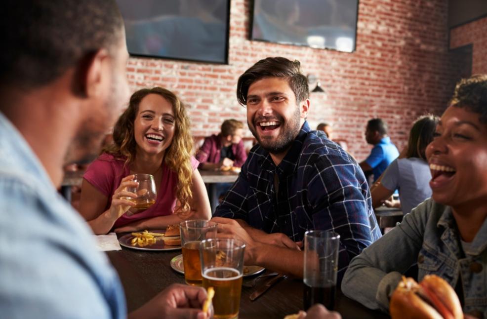 picture of people eating out in a restaurant