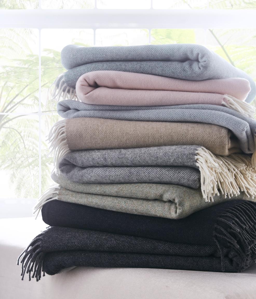 picture of kendal herringbone soft merino wool blankets