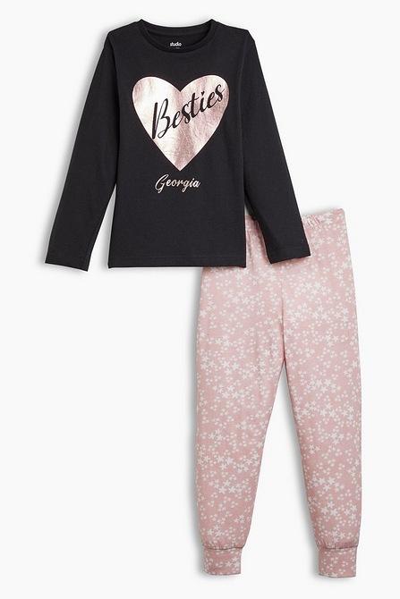 Personalised Girls Mini Me Bestie Slogan Long Sleeve Pyjamas