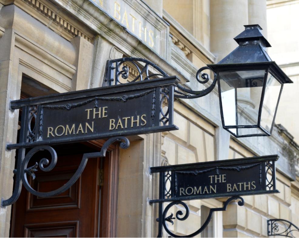 picture of signs to the Roman Baths