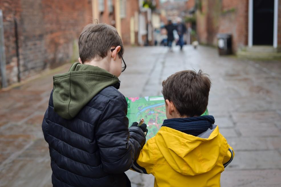 picture of Two boys doing a Treasure Map Trail