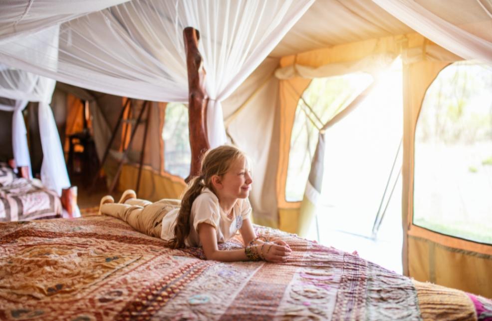 picture of a girl in a safari tent 