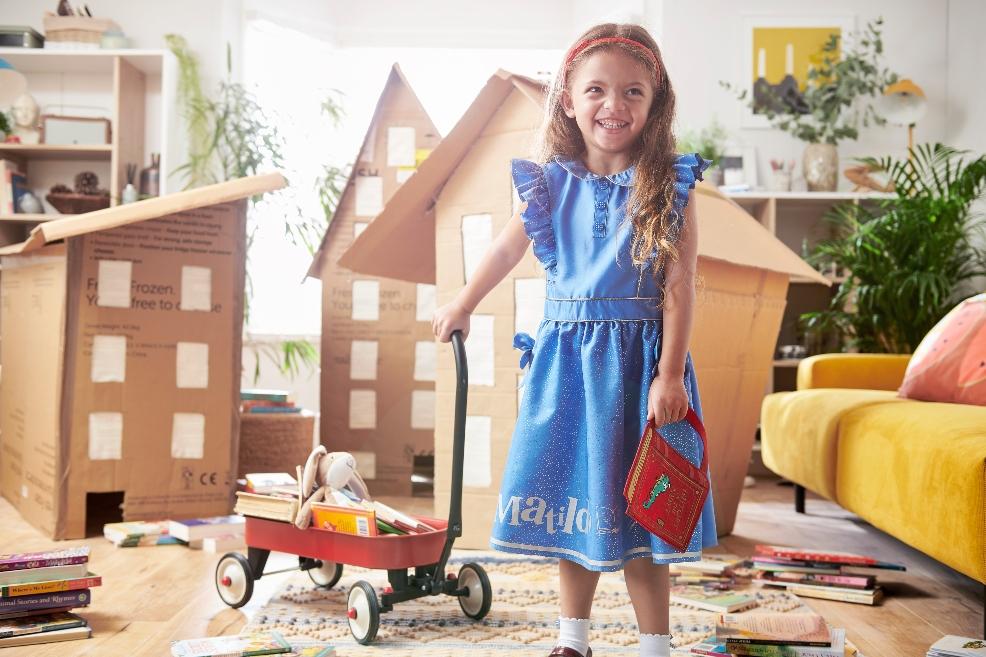 picture of a child in a matilda costume from sainsburys