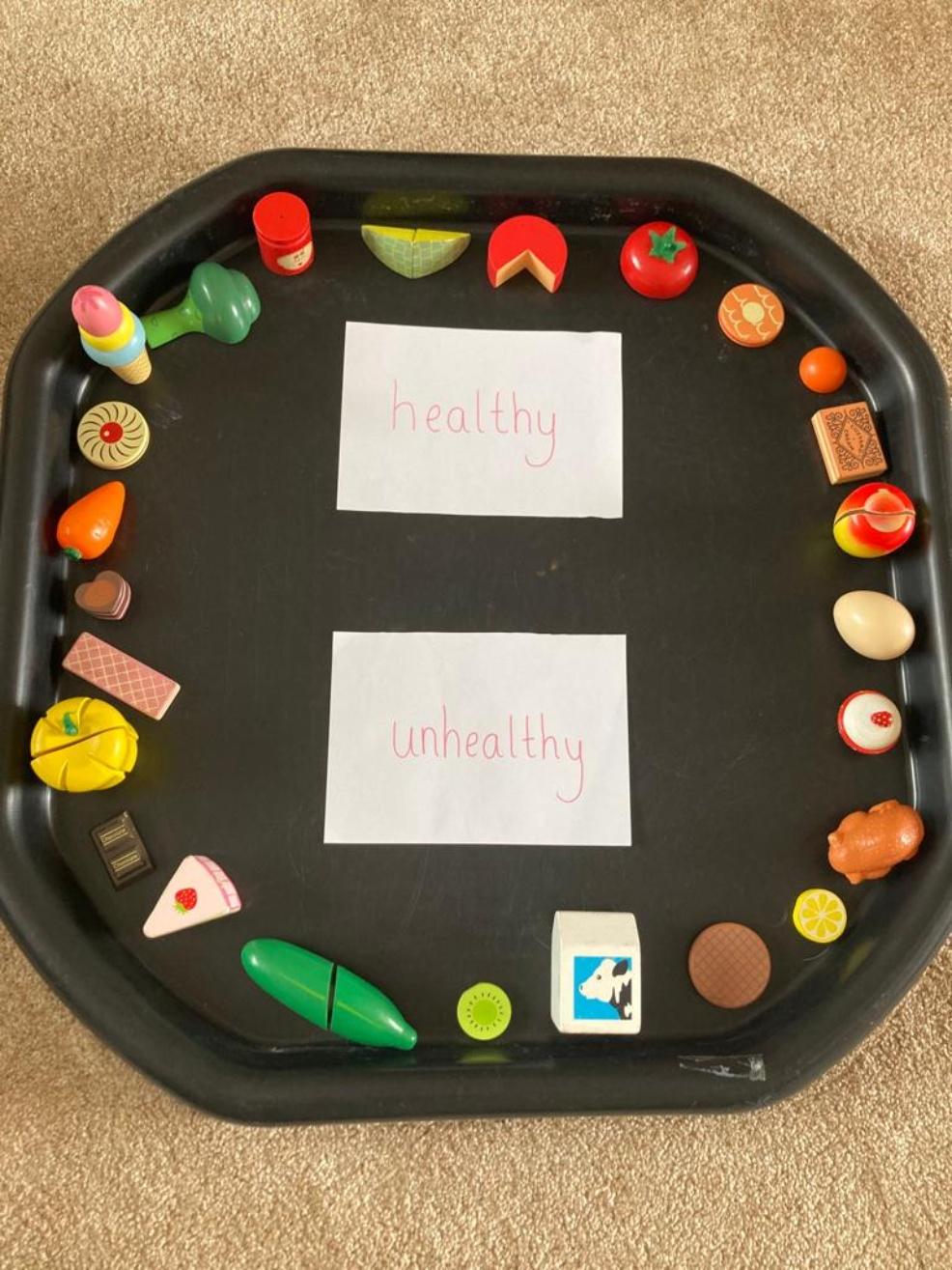 picture of a Healthy food sorting activity for kids