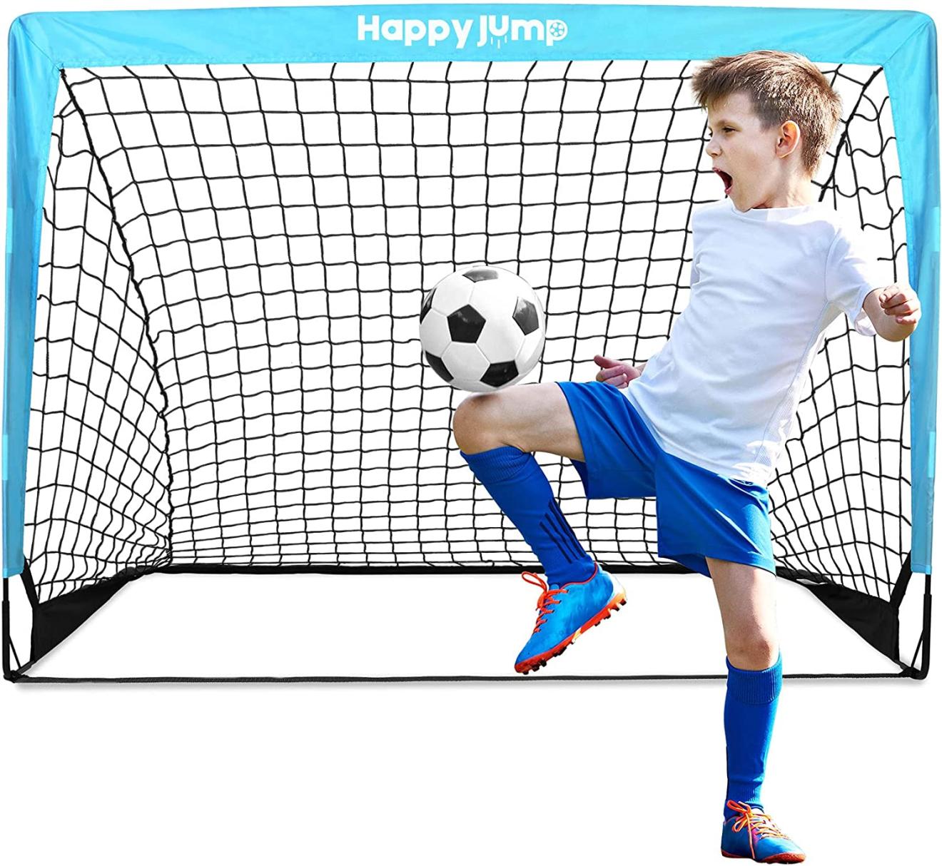 picture of happy jump pop up football goal