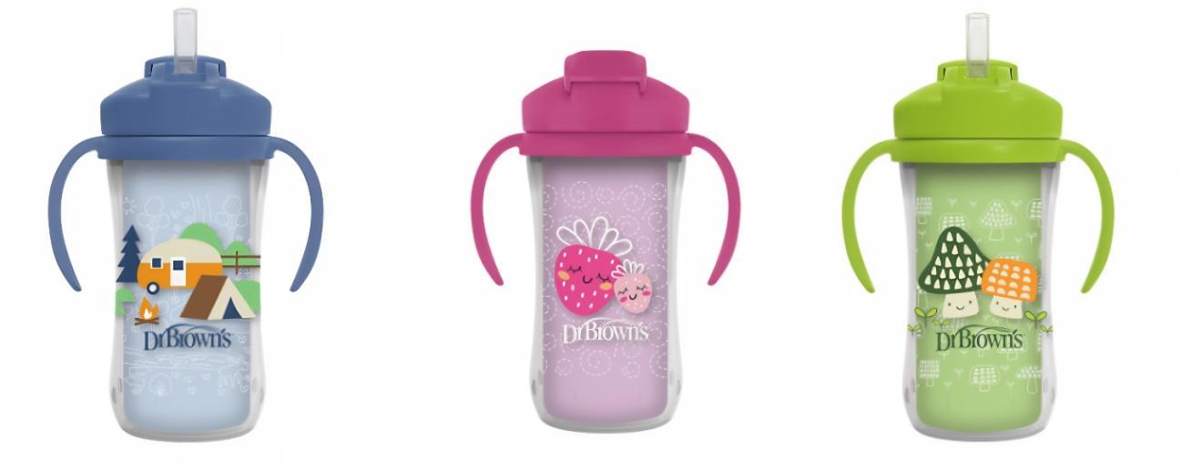 picture of 3 Dr Browns toddler cups with lids and straws