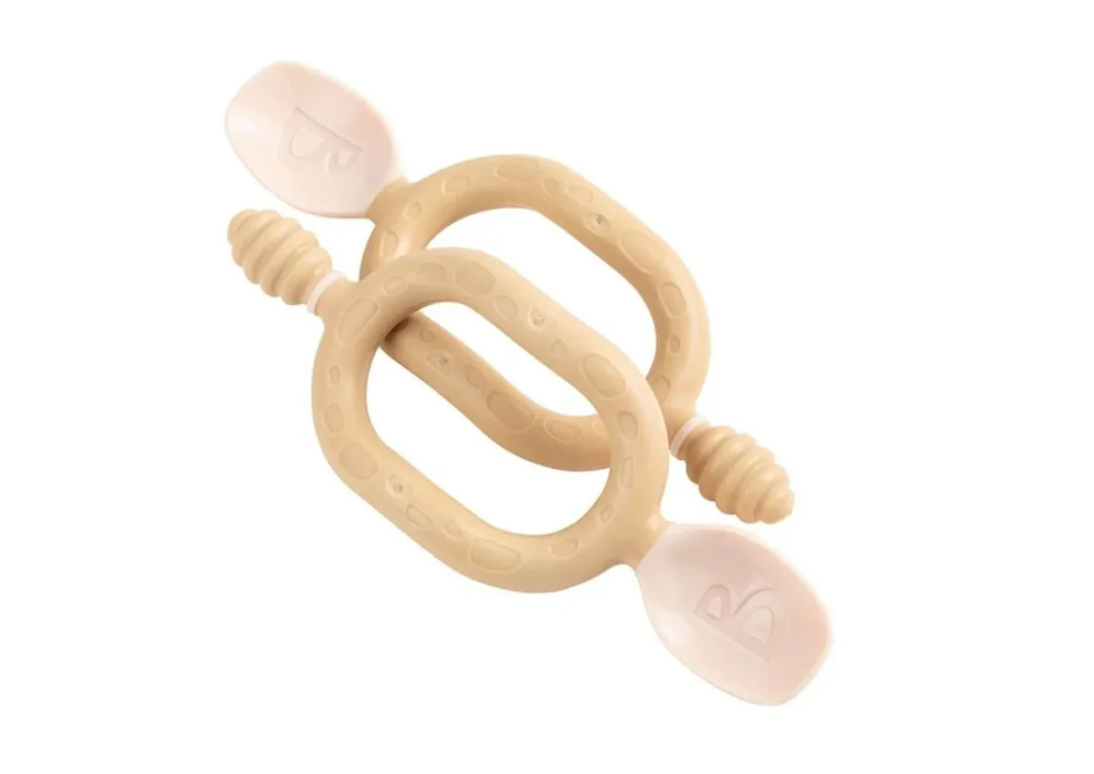 Bibado Dippit Baby Weaning Spoons 6plus months Pack of 2 in Fawn picture of Bibado Dippit Baby Weaning Spoons 6plus months Pack of 2 in Fawn
