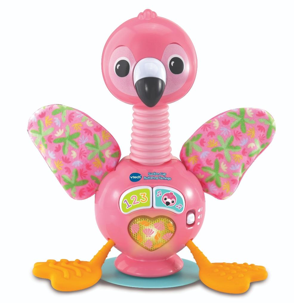 picture of VTech Baby Fluttering Flamingo highchair toy with suction base, lights and music for babies
