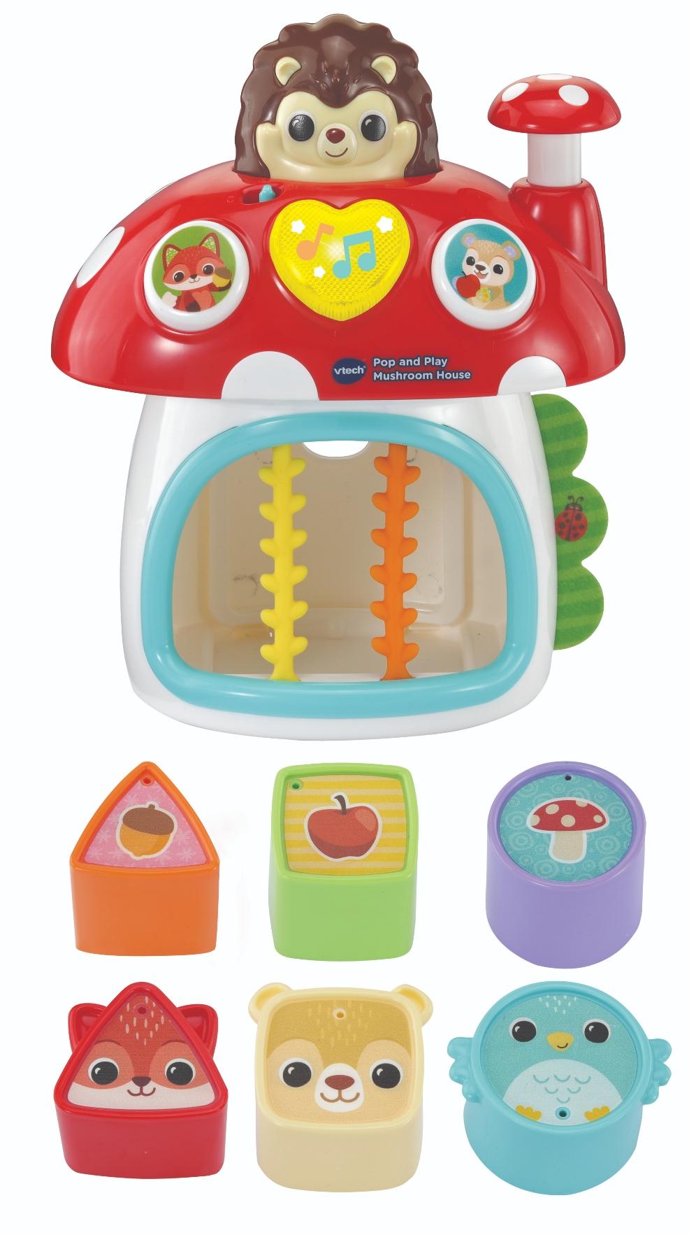 picture of VTech Baby Pop and Play Mushroom House interactive toy with lights, sounds and shape sorting activities