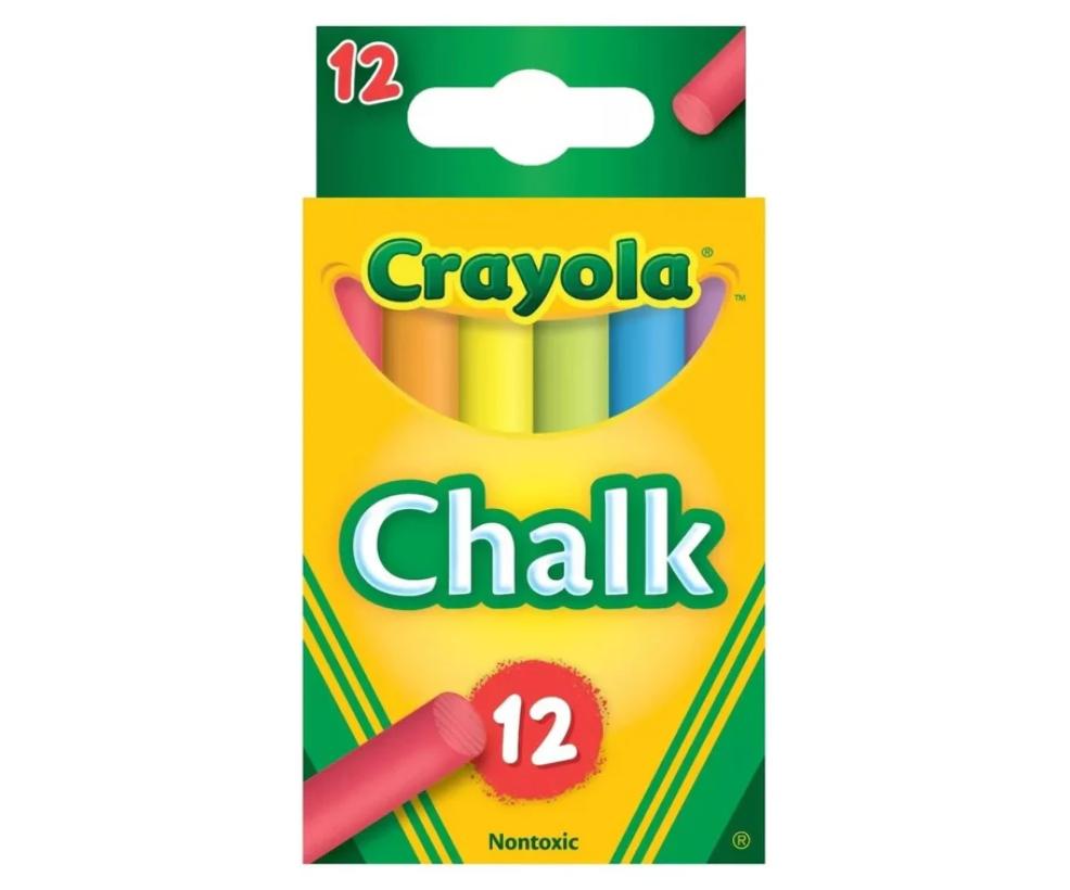 picture of Crayola coloured chalk pack of 12 sticks for outdoor drawing, creative Easter activity for children
