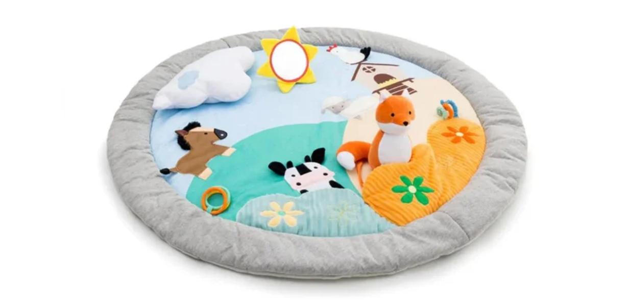 picture of Little Big Friends farm activity playmat with sensory textures, mirror and soft toys for baby development and play