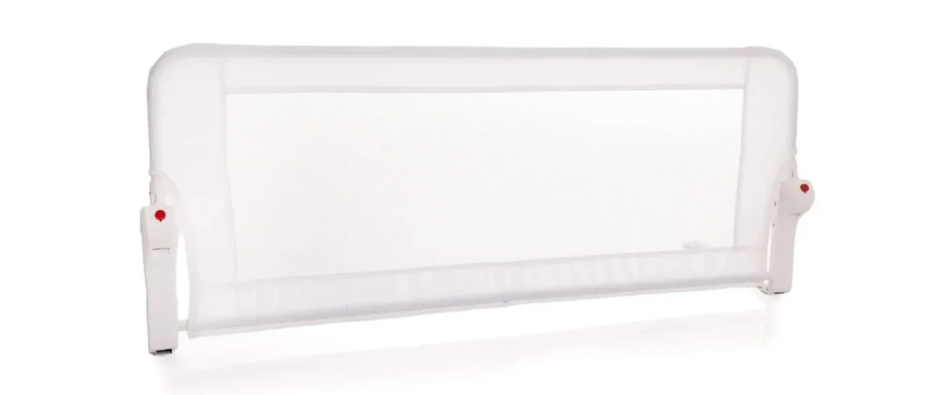 picture of baby plus Bed Rail 120cm in White to keep baby and toddler safe