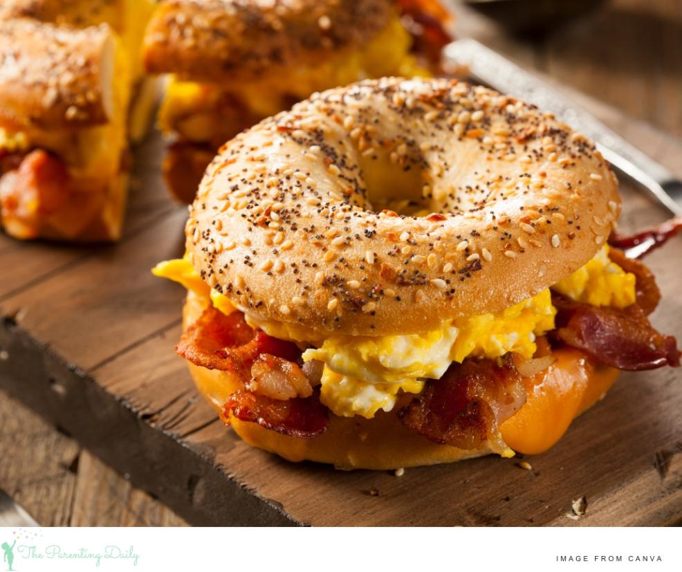 picture of breakfast bagels for an easy teen breakfast idea