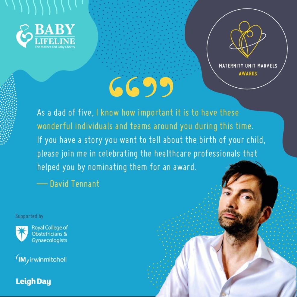 picture of David Tennant commenting on the maternity unit marvels awards