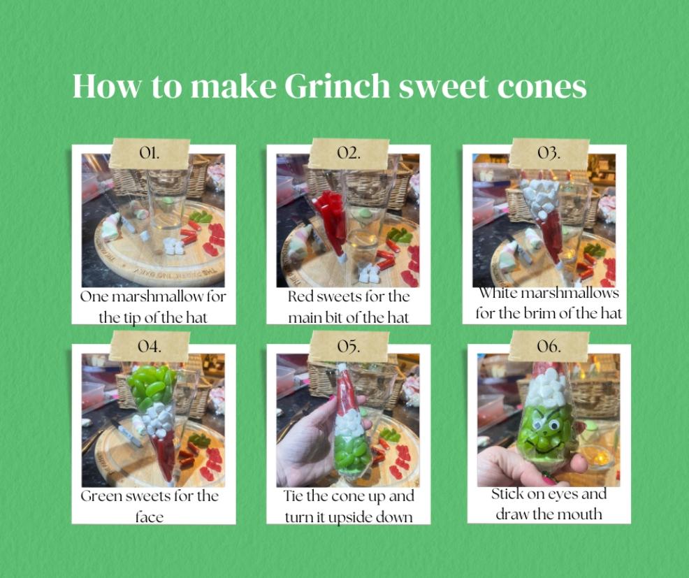 picture of How to make Grinch sweet cones