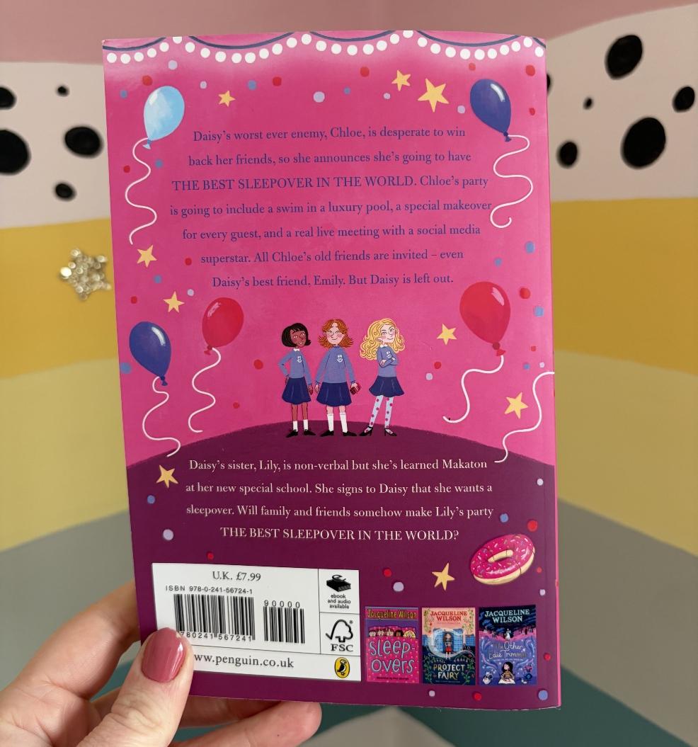 picture of the back cover of The best sleepover in the world childrens book for age9 to 12