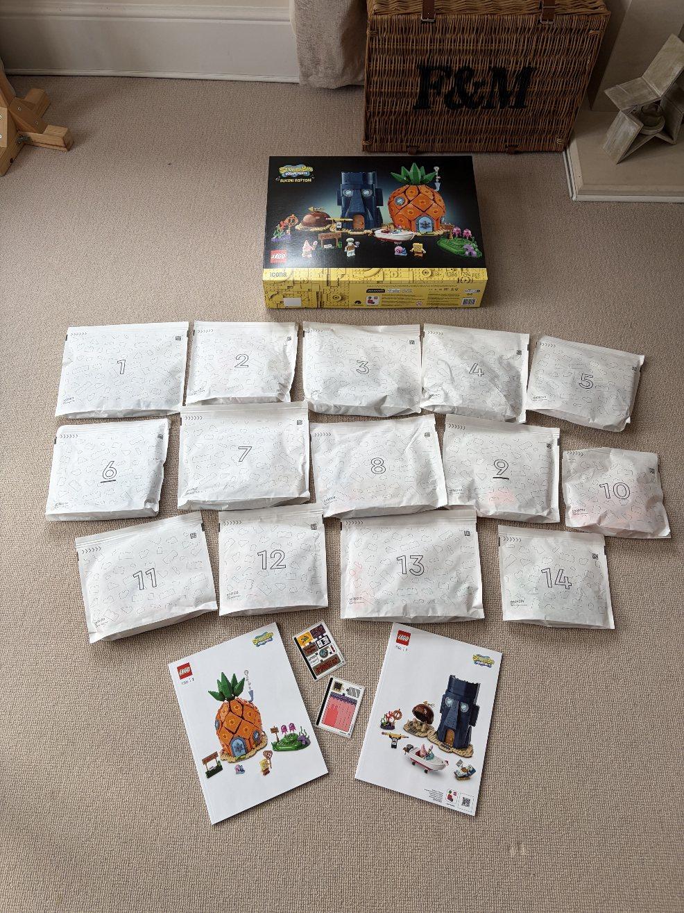 the numbered bags for the Lego Spongebob squarepants Bikini Bottom set picture of the numbered bags for the Lego Spongebob squarepants Bikini Bottom set