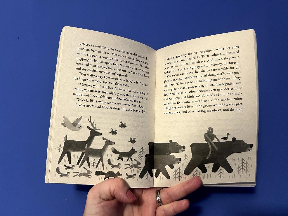 picture of inside pages of The Wild Robot Children's book for a book review