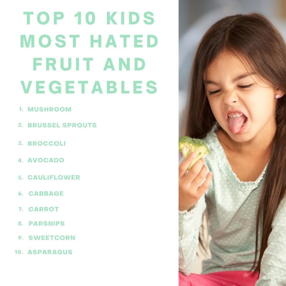 picture of TOP 10 KIDS most hated fruits and vegetables