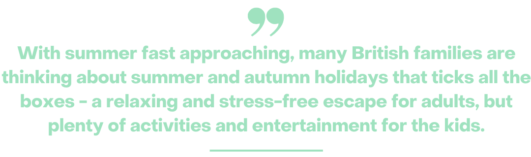 picture of text saying With summer fast approaching, many British families are thinking about summer and autumn holidays