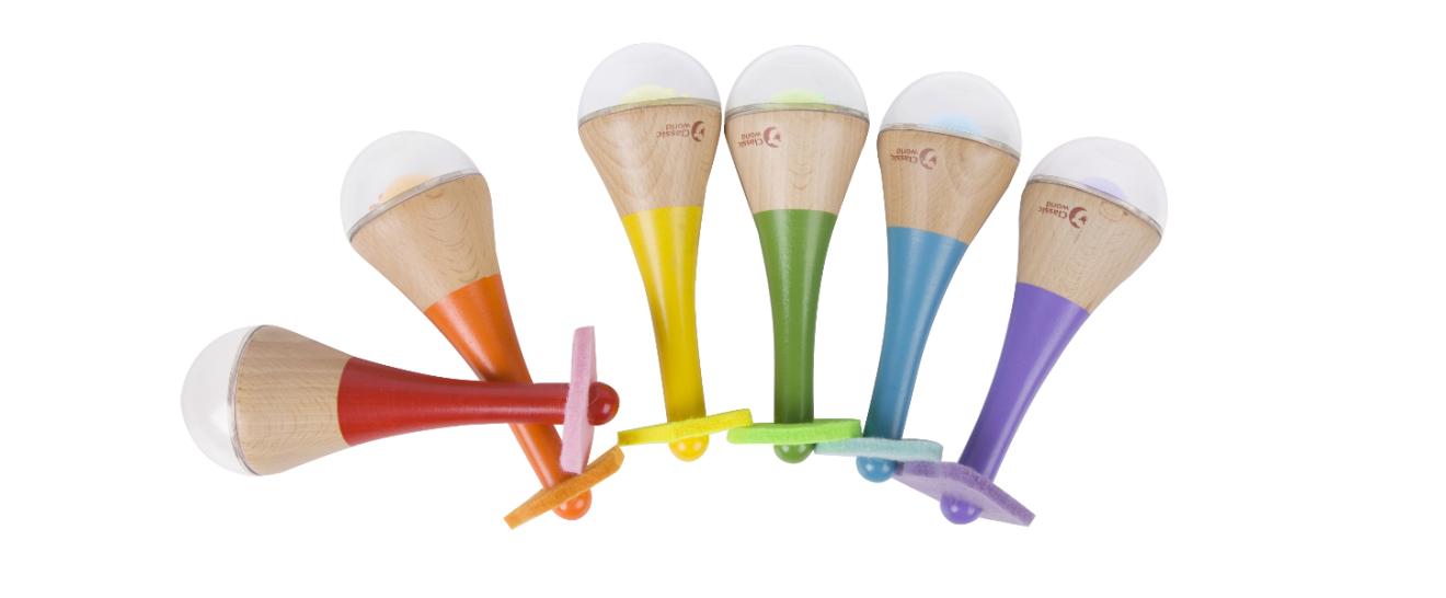 picture of Rainbow Maracas wooden childrens toys