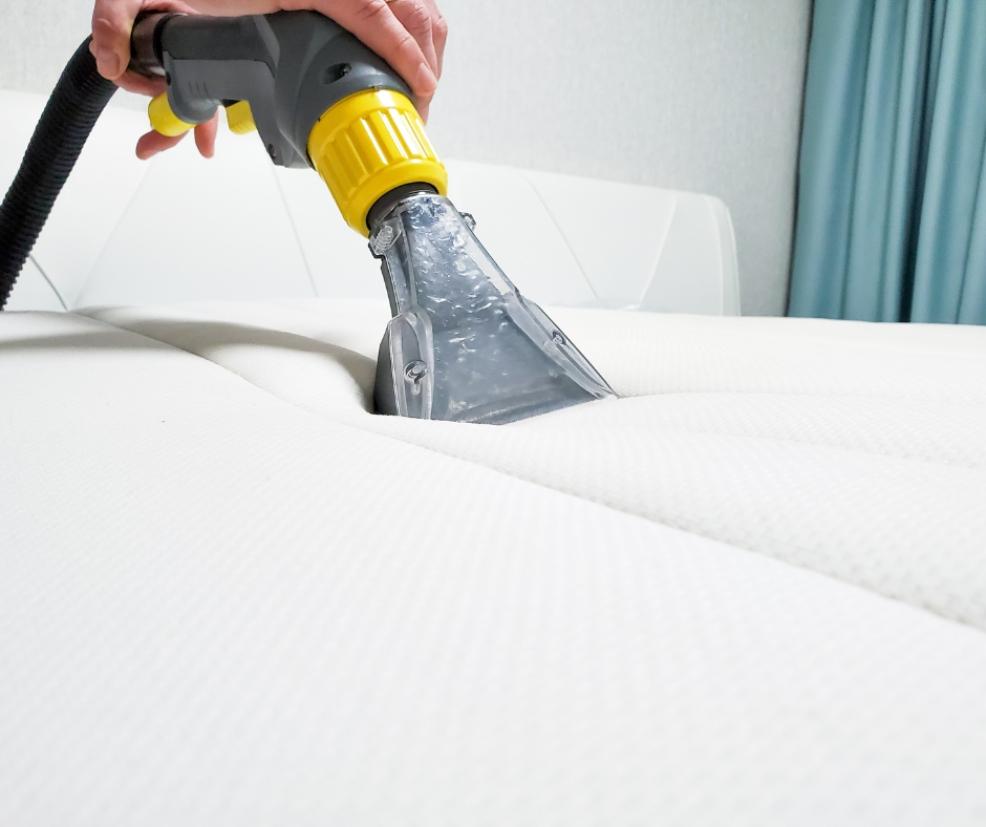 picture of someone cleaning a mattress